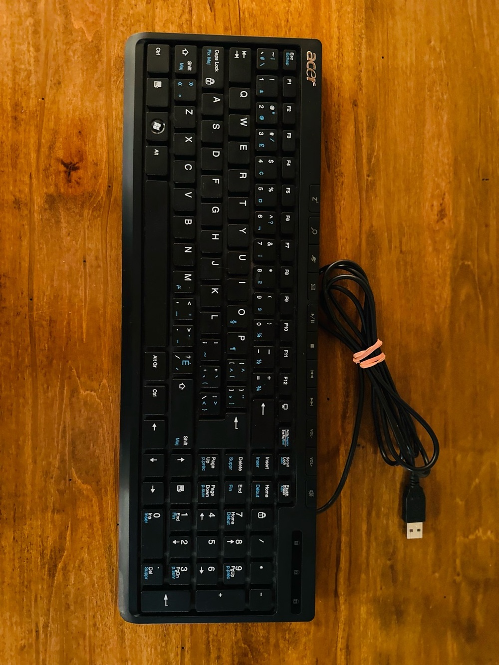 Acer model SK-9621 Wired USB Slim Black Desktop Keyboard Tested /Works